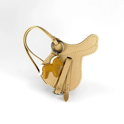 Handmade PU Leather Saddle Bag Charm with Tiny Horse Pendant – Stylish And Unique Equestrian Gift for Purse, Keychain & Backpack