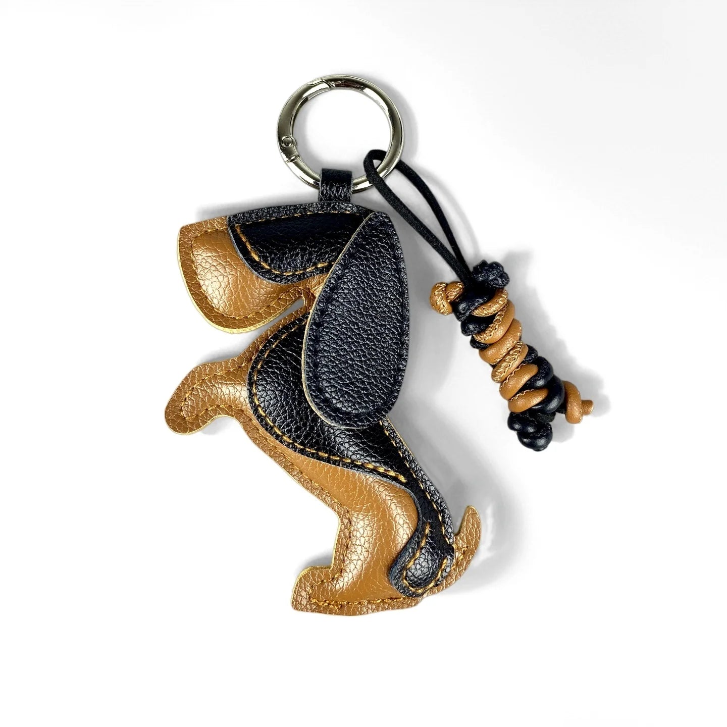 Cute Puppy PU Leather Keychain Bag Charm Set-Dog Pendant/Handwoven Leather Bone Accessory, Trendy Purse Hanger Ornament for Bag