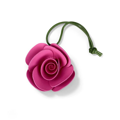 Elegant 3D PU Leather Camellia Flower Bag Charm, Handmade Floral Pendant with Olive Green Leather Strap, Stylish Purse Accessory