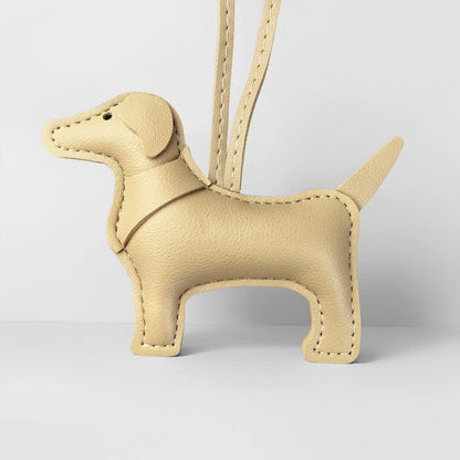 Handmade Premium PU Leather Dachshund Bag Charm – Stuffed & Structured, Classic Color, Elegant Finish