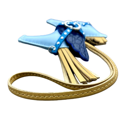 Soft Genuine Sheepskin Pegasus Pony Charm with Crocodile-Embossed Wings And Detachable Rivet Rope Accents Premium Gift Accessory