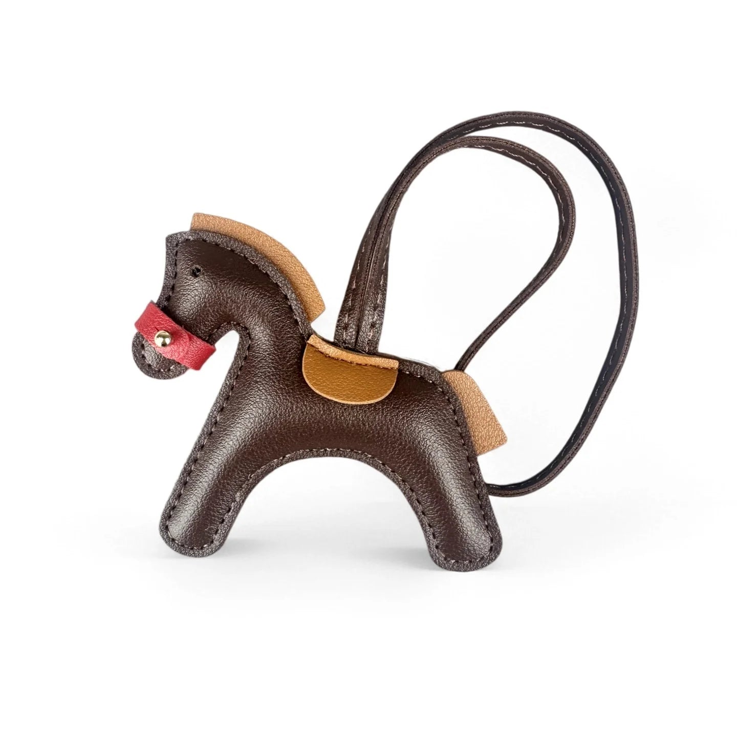 Handmade PU Leather Pony Bag Charm Keychain-Adorable Horse with Detachable Muzzle, Cute Decoration for Backpack, Unique Gift