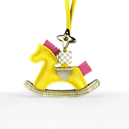 Cute PU Leather Rocking Horse Keychain/Bag Charm-Handcrafted PU Leather, Vibrant Colors, Cheerful Gift For Bag Accessory