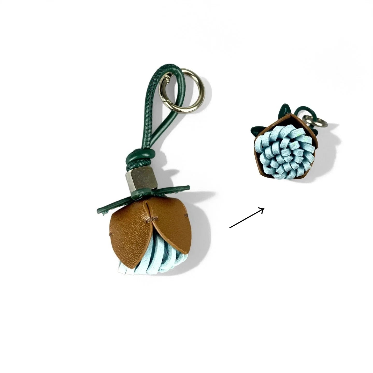 Blue Theme Floral Pu Leather Keychain/Bag Charm-Blue Flower Purse Charm Car Hanging Decor-Unique Calming Aesthetic Gift For Bag