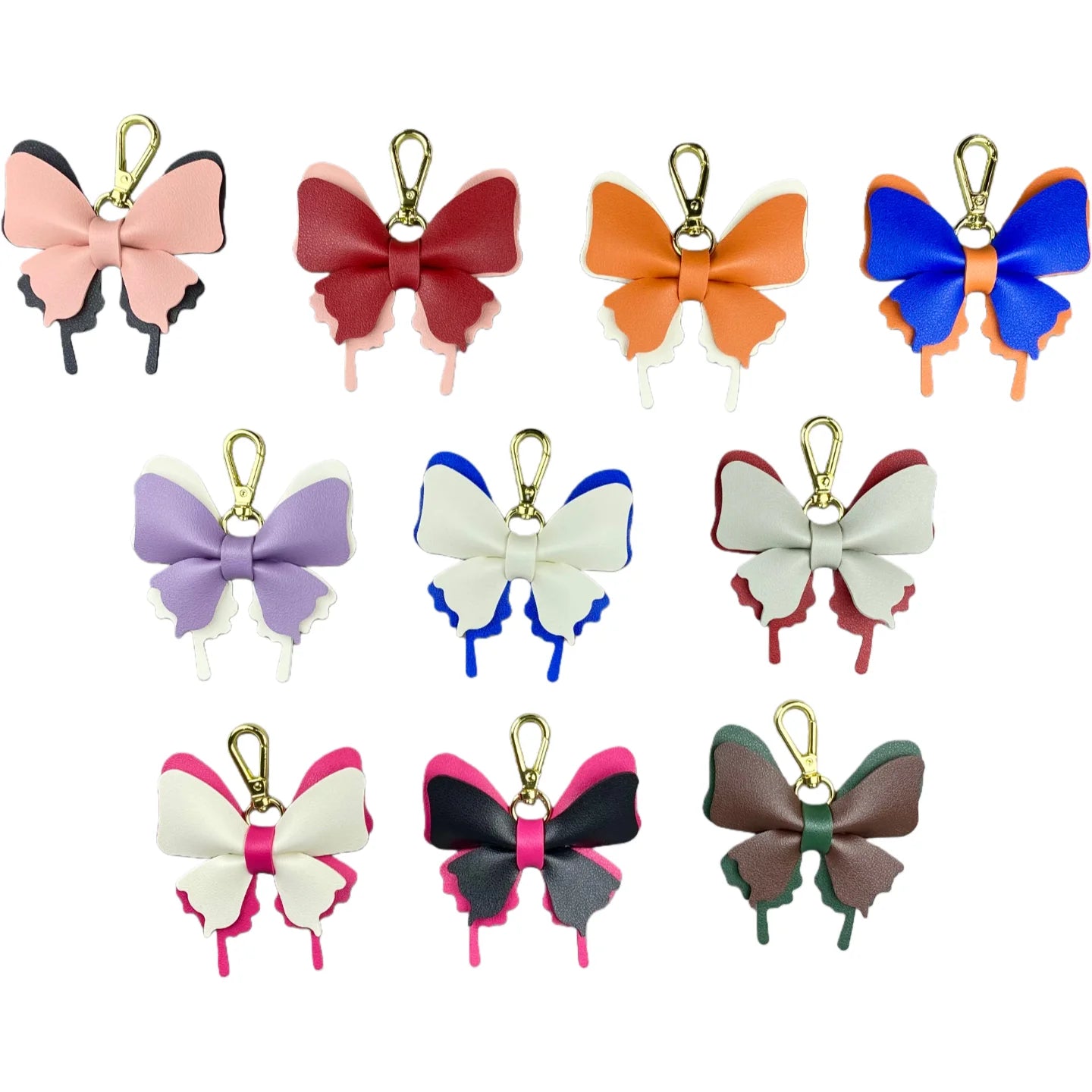 Elegant Leather Butterfly Charm for Bag, PU, Detachable Keyring Accessory, Color-matching, Creative Fashion, 3D
