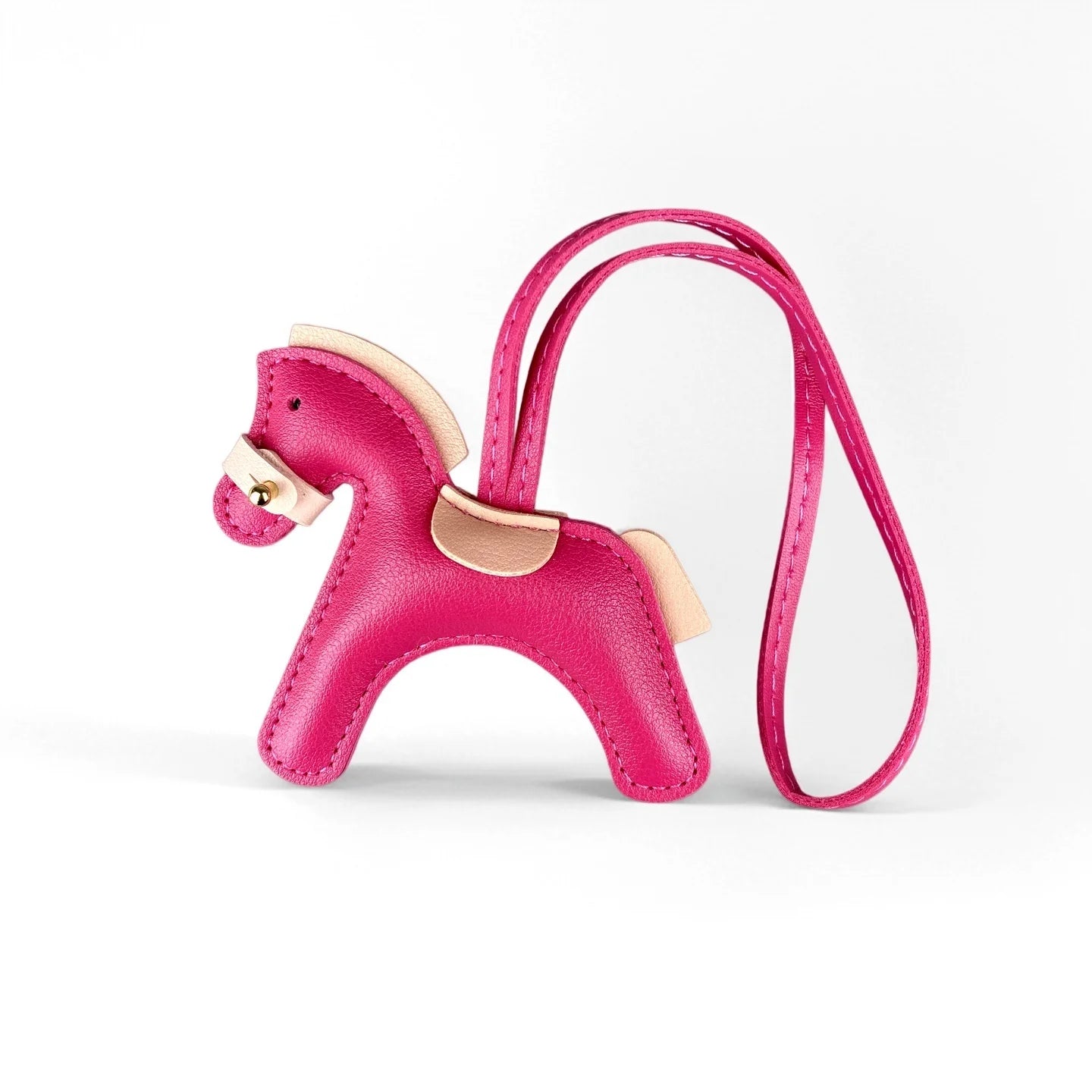 Handmade PU Leather Pony Bag Charm Keychain-Adorable Horse with Detachable Muzzle, Cute Decoration for Backpack, Unique Gift