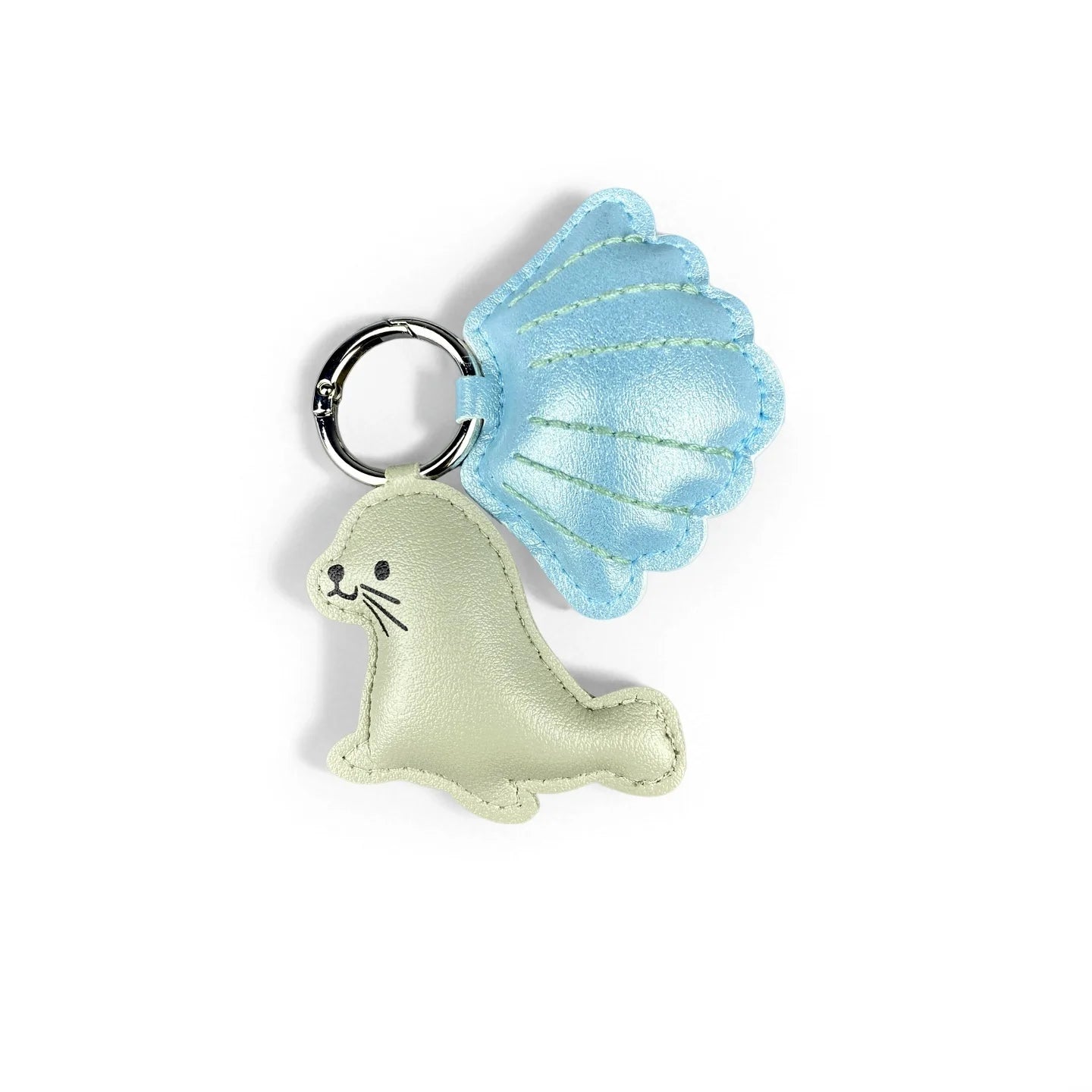 Cute PU Leather Keychain with Ocean Animal Charms - Stress Relief Sea Horse Shell Sea Lion Orca Pendant Gift Accessory