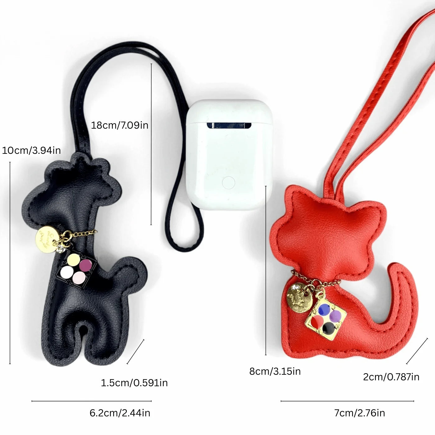 Stylish PU Leather Giraffe & Cat with Eyeshadow Palette Pendant NecklaceKeychain/ Bag Charm-Fashionable & Fun Accessory for Bags