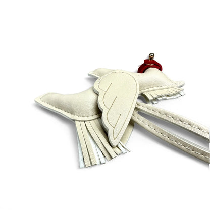 Elegant Winged Pony Keychain with Detachable Mouth Strap | Hand-Stitched Premium PU Leather Bag Charm with Plush Filling, Gift