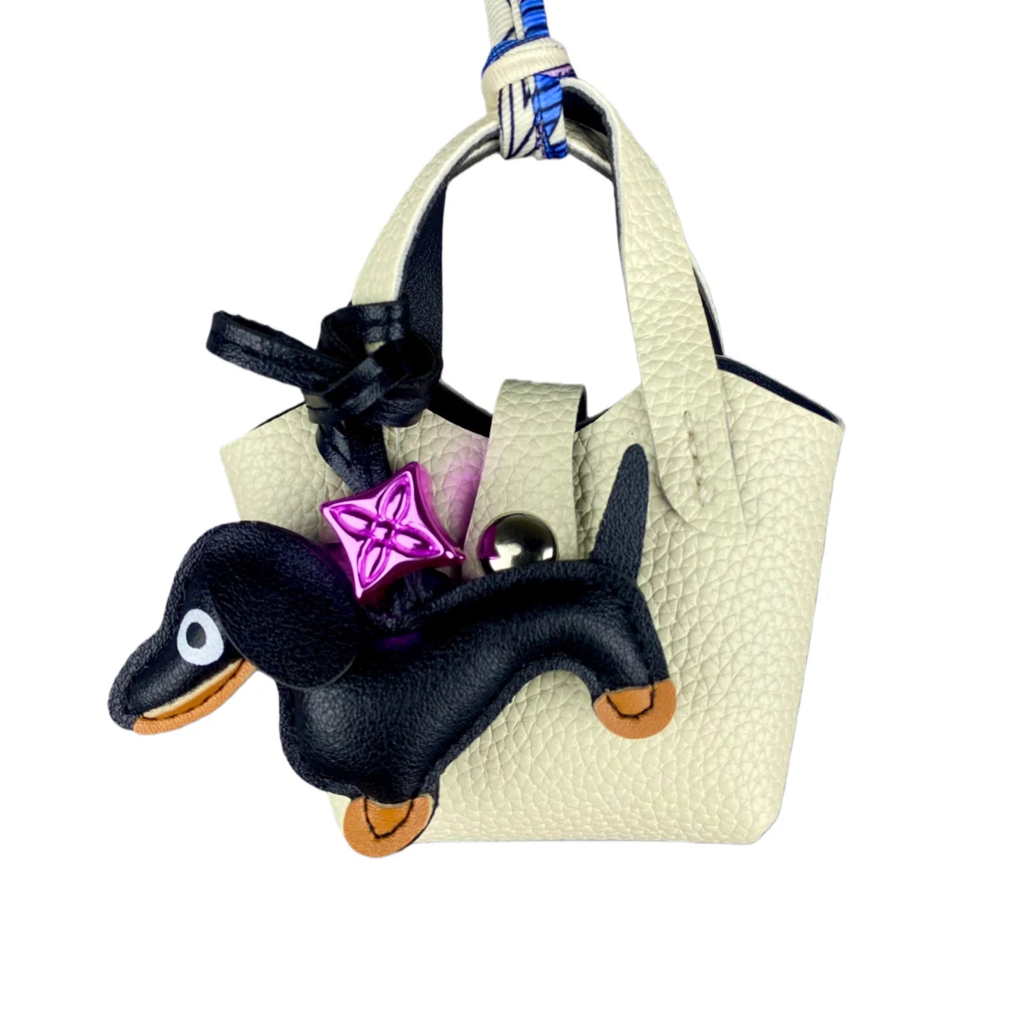 Mini PU Leather Bag For AirPods Case/Lip Balm/Coins With Tiny Dachshund As Decoration-Functional & Decor Leather Pouch-Gift