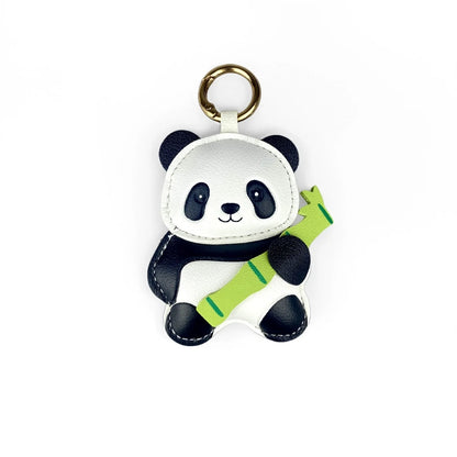 4 Style PU Leather Panda Keychain/Bag Charm-Classic Black/White Versatile Accessory for Purses, Backpacks, Keys, and Room, Gift