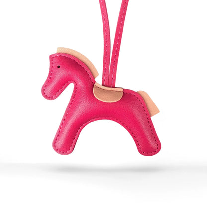 Luxury Equestrian Saddle & Pony Bag Charm Keychain – Artisan Hand-Stitched Faux Leather, , Reinforced Pony Design, Premium Gift
