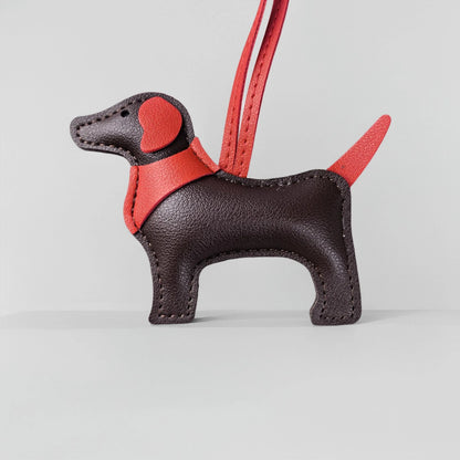 Handmade Premium PU Leather Dachshund Bag Charm – Stuffed & Structured, Classic Color, Elegant Finish