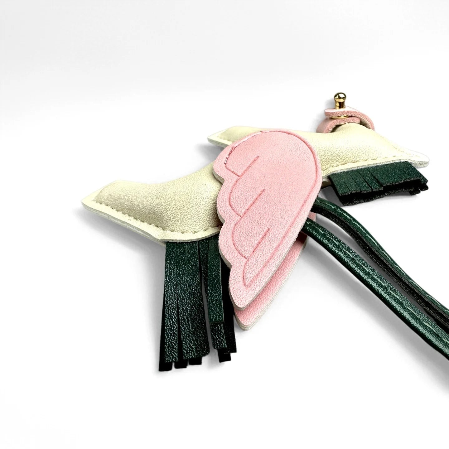 Elegant Winged Pony Keychain with Detachable Mouth Strap | Hand-Stitched Premium PU Leather Bag Charm with Plush Filling, Gift