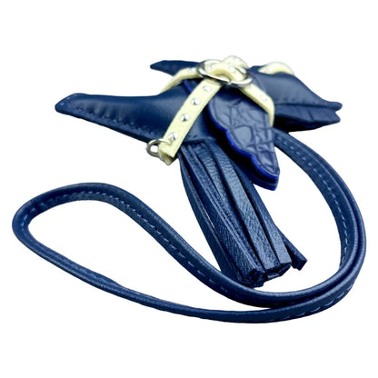 Soft Genuine Sheepskin Pegasus Pony Charm with Crocodile-Embossed Wings And Detachable Rivet Rope Accents Premium Gift Accessory
