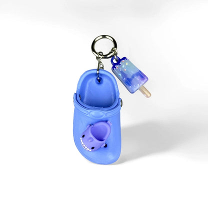 4 Pcs Summer Beach Style PU Leather/Eva Keychain/Bag Charm-Coconut Tree/Durian/Cubes/Crocs Shoes/Cocktail-Bag Accessories/Gift