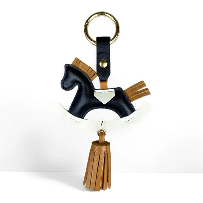 Vibrant PU Leather Rocking Horse Keychain/Bag Charm - Colorful Two-Tone Design with PU Leather Tassel, Cute Bag Charm & Gift