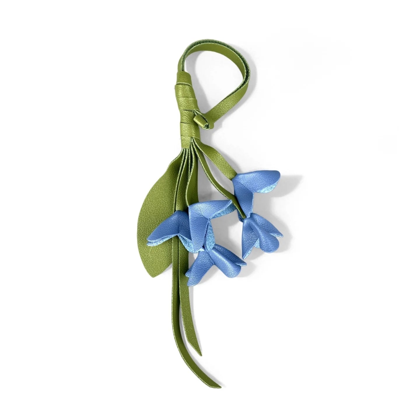 Blue Theme Floral Pu Leather Keychain/Bag Charm-Blue Flower Purse Charm Car Hanging Decor-Unique Calming Aesthetic Gift For Bag