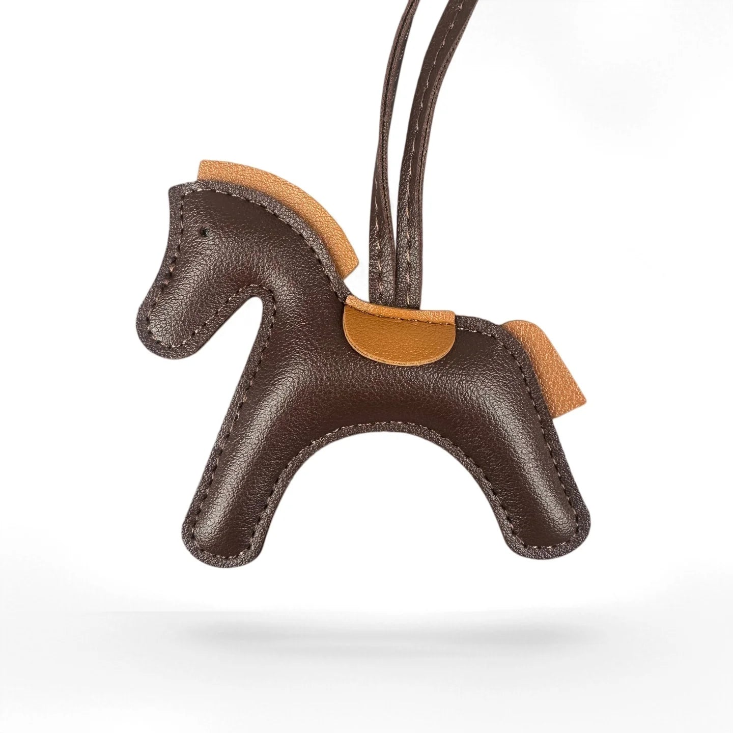 Luxury Equestrian Saddle & Pony Bag Charm Keychain – Artisan Hand-Stitched Faux Leather, , Reinforced Pony Design, Premium Gift