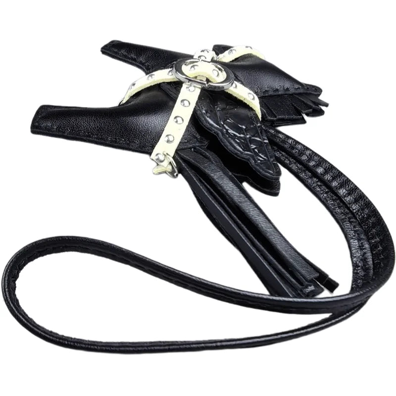 Soft Genuine Sheepskin Pegasus Pony Charm with Crocodile-Embossed Wings And Detachable Rivet Rope Accents Premium Gift Accessory