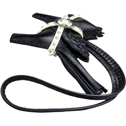 Soft Genuine Sheepskin Pegasus Pony Charm with Crocodile-Embossed Wings And Detachable Rivet Rope Accents Premium Gift Accessory