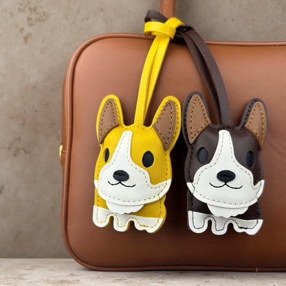 Super Cute Corgi PU Leather Pendant,Exquisite Handmade Corgi PU Leather Keychain,Pet Dog Bag Accessory,Gift Choice for Dog Lover