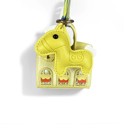 Cute Mini PU Leather House Shape Headphone Case Coin Purse Set-Handbag Charm Decor-Portable Earbud Storage Pouch /Small Wallet