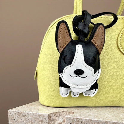 Super Cute Corgi PU Leather Pendant,Exquisite Handmade Corgi PU Leather Keychain,Pet Dog Bag Accessory,Gift Choice for Dog Lover