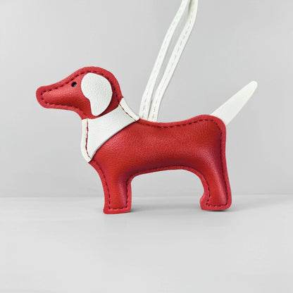 Handmade Premium PU Leather Dachshund Bag Charm – Stuffed & Structured, Classic Color, Elegant Finish