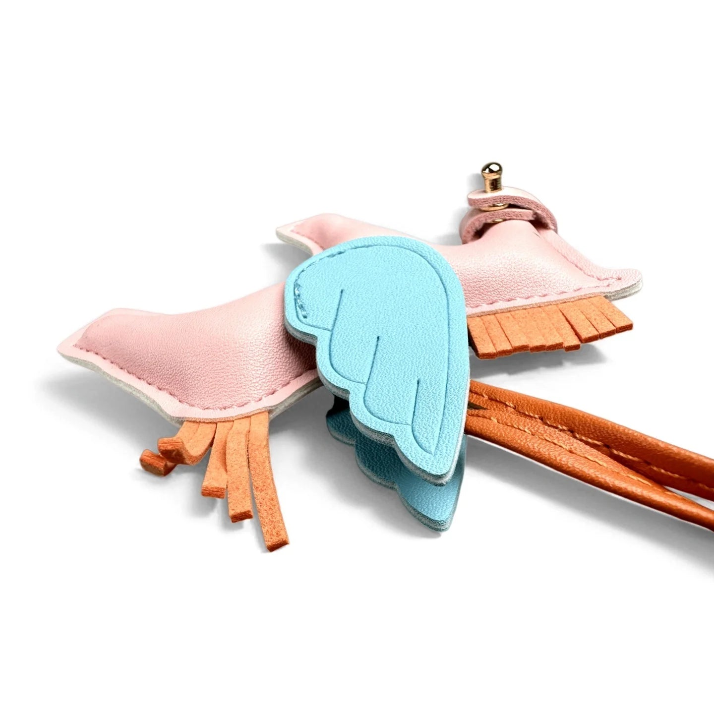 Elegant Winged Pony Keychain with Detachable Mouth Strap | Hand-Stitched Premium PU Leather Bag Charm with Plush Filling, Gift