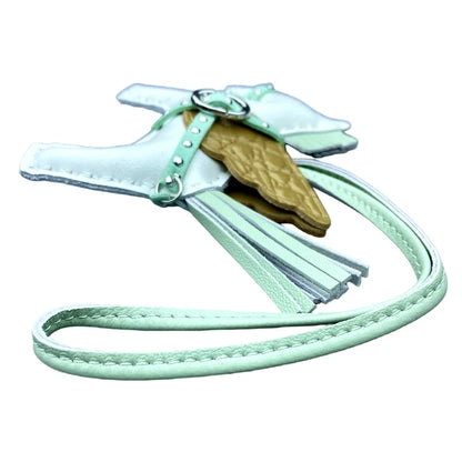 Soft Genuine Sheepskin Pegasus Pony Charm with Crocodile-Embossed Wings And Detachable Rivet Rope Accents Premium Gift Accessory