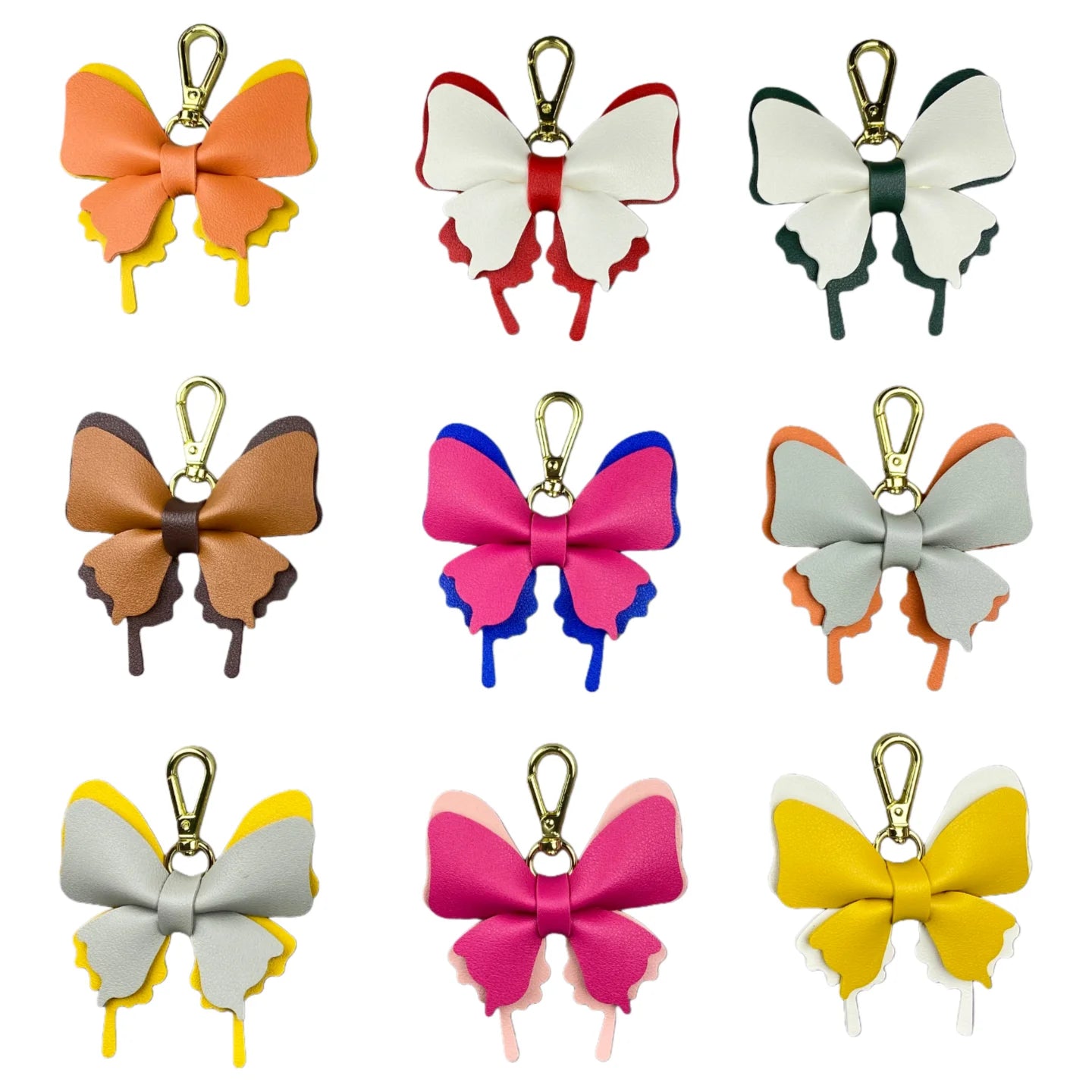 Elegant Leather Butterfly Charm for Bag, PU, Detachable Keyring Accessory, Color-matching, Creative Fashion, 3D