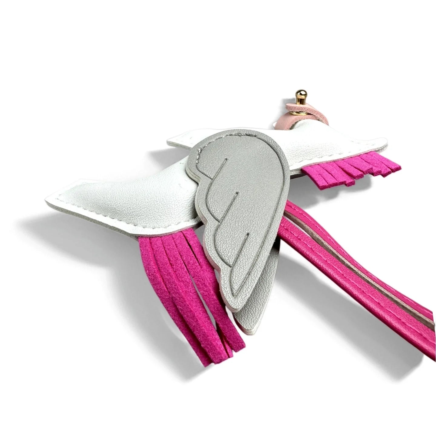 Elegant Winged Pony Keychain with Detachable Mouth Strap | Hand-Stitched Premium PU Leather Bag Charm with Plush Filling, Gift