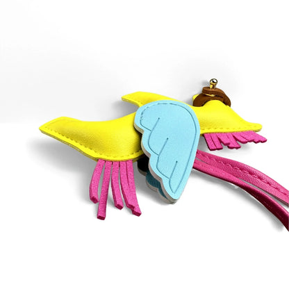 Elegant Winged Pony Keychain with Detachable Mouth Strap | Hand-Stitched Premium PU Leather Bag Charm with Plush Filling, Gift