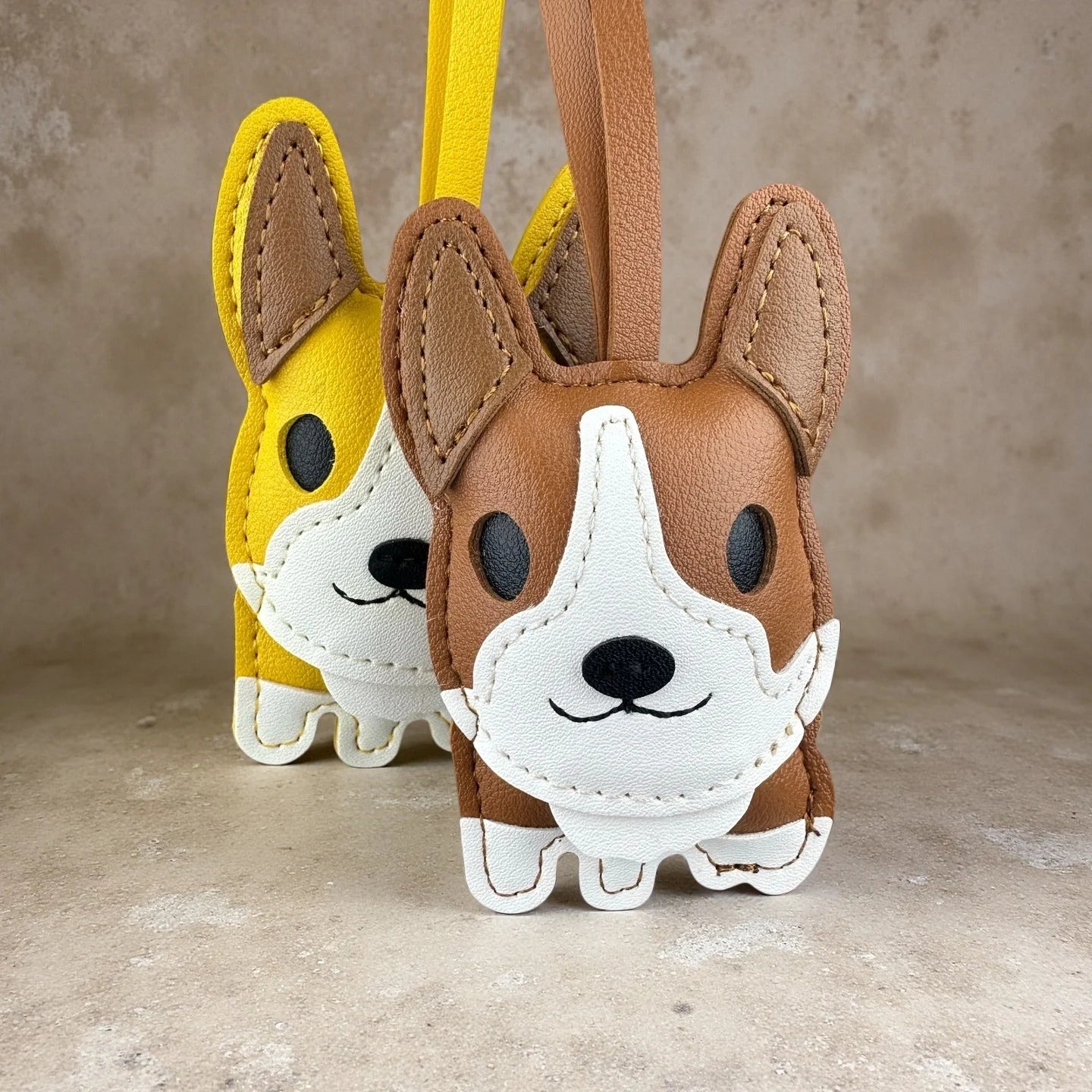 Super Cute Corgi PU Leather Pendant,Exquisite Handmade Corgi PU Leather Keychain,Pet Dog Bag Accessory,Gift Choice for Dog Lover