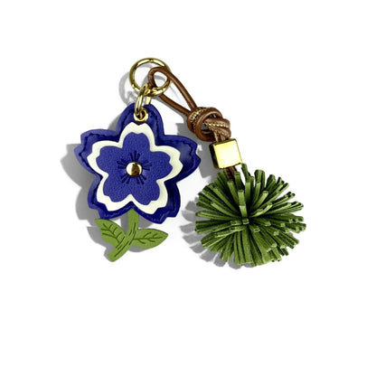 3-Tier PU Leather Flower Keychain/Bag Charm-Stylish PU Leather Ball Charm, 4 Classic Colors Bag Accessory for Handbags, Gifts