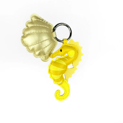 Cute PU Leather Keychain with Ocean Animal Charms - Stress Relief Sea Horse Shell Sea Lion Orca Pendant Gift Accessory