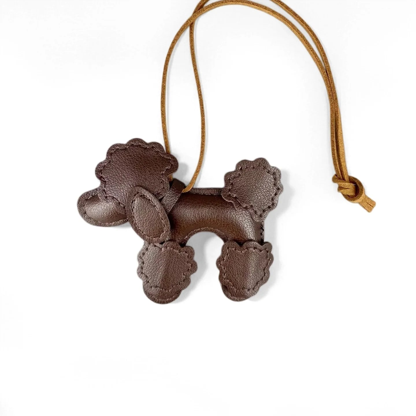 3 Colors PU Leather Poodle Dog Bag Charm/Keychain-Cute Puppy Purse Accessory with Love Heart Pendant, Lovely Gift for Dog Lovers