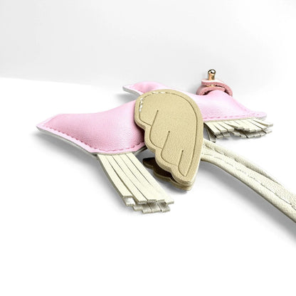 Elegant Winged Pony Keychain with Detachable Mouth Strap | Hand-Stitched Premium PU Leather Bag Charm with Plush Filling, Gift