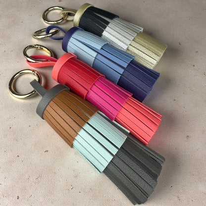 Handmade Bohemian Leather Tassel - Luxuriously Thick Fringe with Large Metal Ring for Bag Decor, Boho Style, Gift For Women