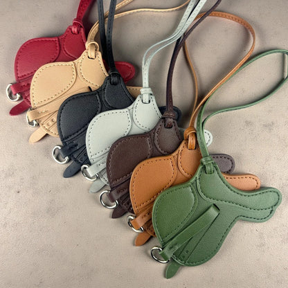 Luxury Equestrian Saddle & Pony Bag Charm Keychain – Artisan Hand-Stitched Faux Leather, , Reinforced Pony Design, Premium Gift