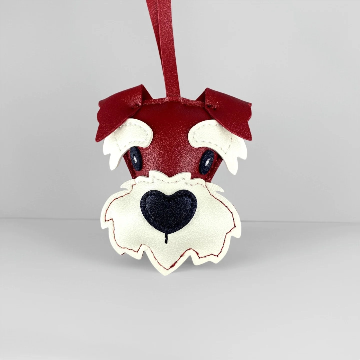 Adorable PU Leather Schnauzer Keychain Bag Charm– Cute Realistic Dog Pendant, Handmade PU Leather Purse/Bag Accessory/Great Gift