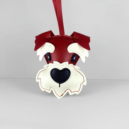 Adorable PU Leather Schnauzer Keychain Bag Charm– Cute Realistic Dog Pendant, Handmade PU Leather Purse/Bag Accessory/Great Gift