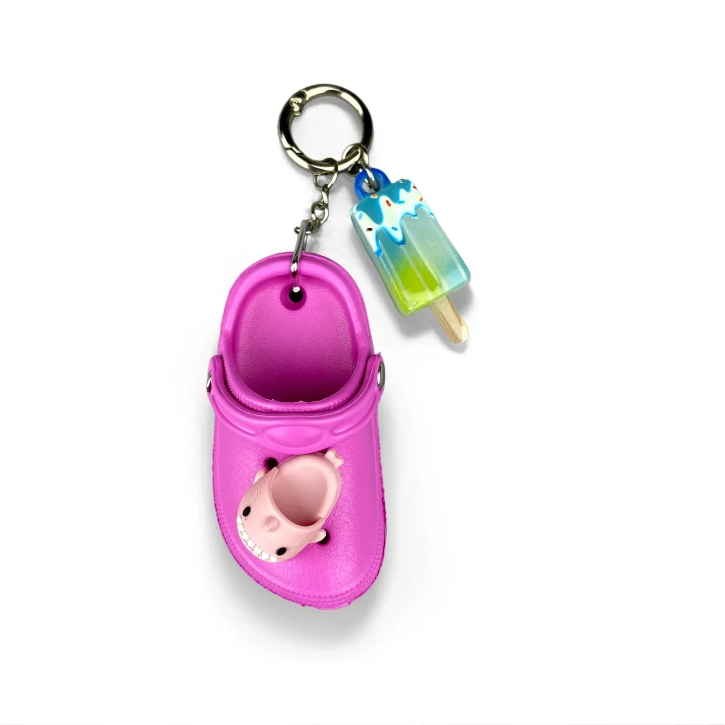 4 Pcs Summer Beach Style PU Leather/Eva Keychain/Bag Charm-Coconut Tree/Durian/Cubes/Crocs Shoes/Cocktail-Bag Accessories/Gift