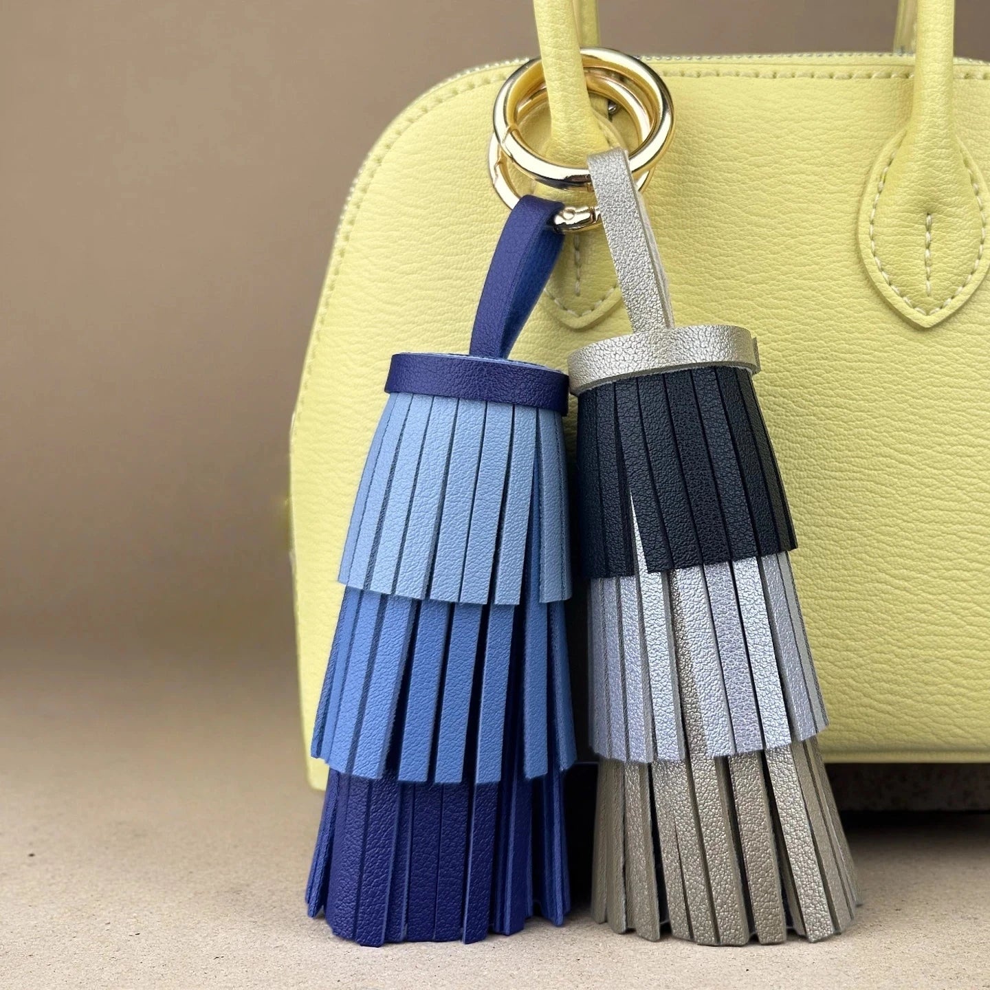Handmade Bohemian Leather Tassel - Luxuriously Thick Fringe with Large Metal Ring for Bag Decor, Boho Style, Gift For Women
