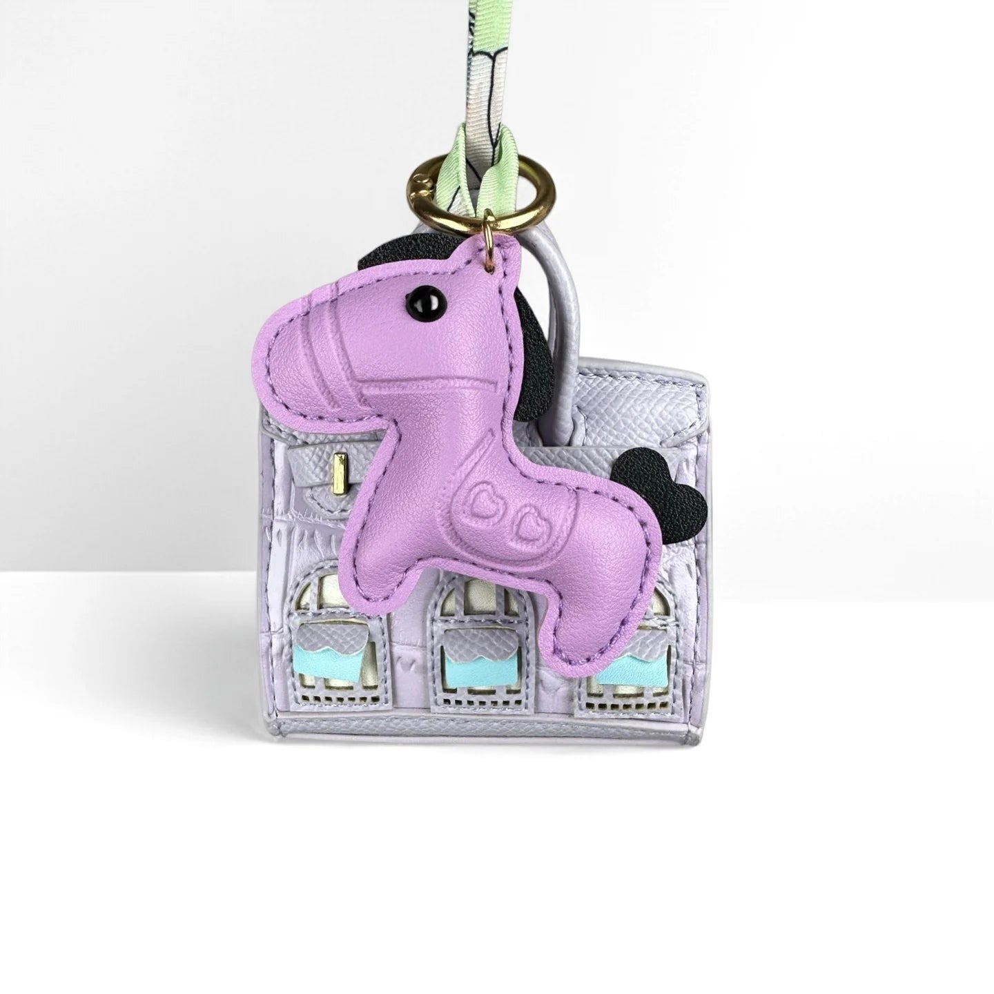 Cute Mini PU Leather House Shape Headphone Case Coin Purse Set-Handbag Charm Decor-Portable Earbud Storage Pouch /Small Wallet