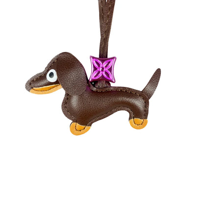 Mini PU Leather Bag For AirPods Case/Lip Balm/Coins With Tiny Dachshund As Decoration-Functional & Decor Leather Pouch-Gift