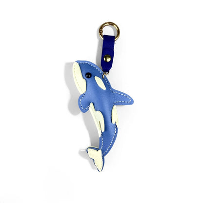 Cute PU Leather Keychain with Ocean Animal Charms - Stress Relief Sea Horse Shell Sea Lion Orca Pendant Gift Accessory