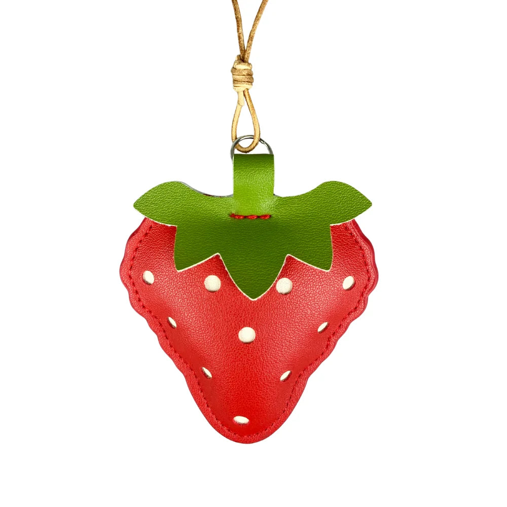 Cute Leather Fruit Charms with Key Rings & Leather Cords for Bag Decoration-PU Leather-Ideal Gift For Women/Kids/Bag Accessory