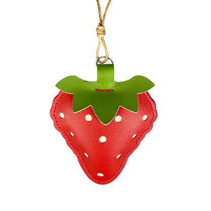 Cute Leather Fruit Charms with Key Rings & Leather Cords for Bag Decoration-PU Leather-Ideal Gift For Women/Kids/Bag Accessory